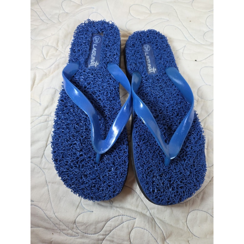 Laguna Sandal Flipflop Plastic AstroTurf Blue Y2K Men's‎ Size Medium 9/10